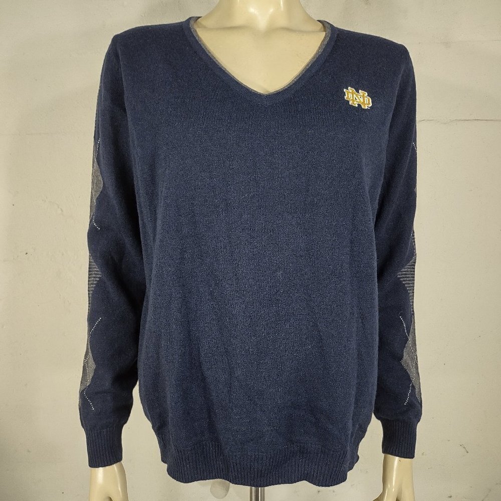 Lady Irish Notre Dame dark blue embroidered pullover sweater womens Large